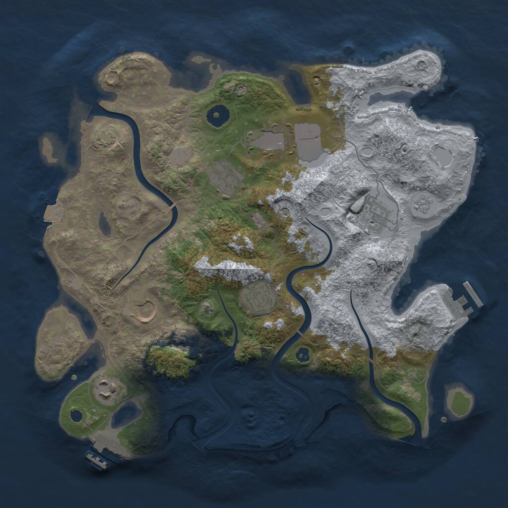 Rust Map: Procedural Map, Size: 3500, Seed: 3500123, 13 Monuments