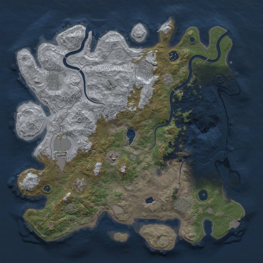 Rust Map: Procedural Map, Size: 4000, Seed: 84636264, 13 Monuments