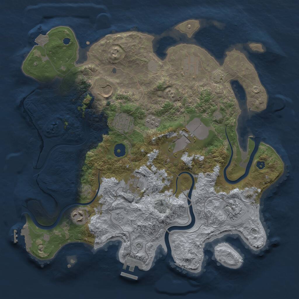 Rust Map: Procedural Map, Size: 3500, Seed: 395180649, 14 Monuments