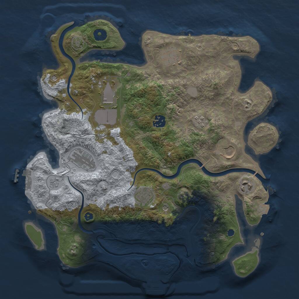 Rust Map: Procedural Map, Size: 3500, Seed: 907125504, 14 Monuments