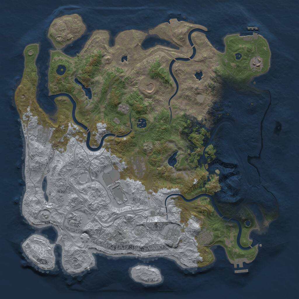 Rust Map: Procedural Map, Size: 4500, Seed: 121382921, 16 Monuments