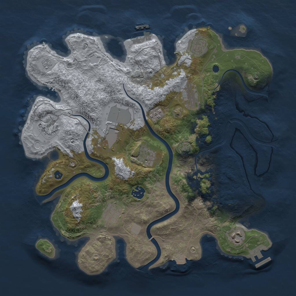 Rust Map: Procedural Map, Size: 3500, Seed: 2064366291, 15 Monuments