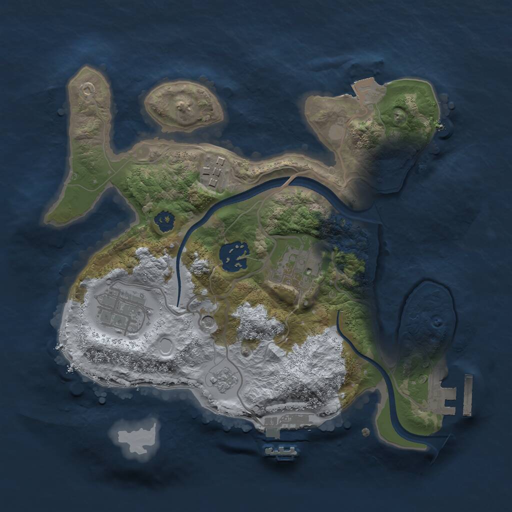 Rust Map: Procedural Map, Size: 2500, Seed: 22885, 9 Monuments