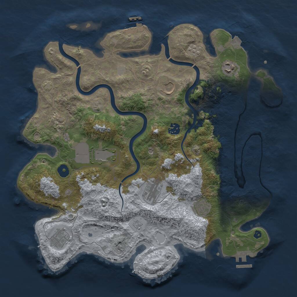 Rust Map: Procedural Map, Size: 3750, Seed: 1164439027, 15 Monuments