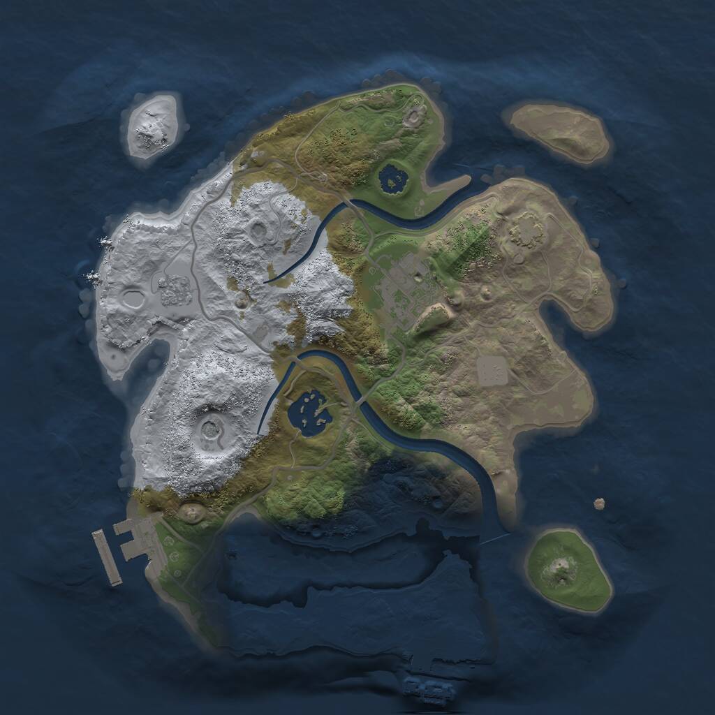 Rust Map: Procedural Map, Size: 2500, Seed: 228854, 8 Monuments