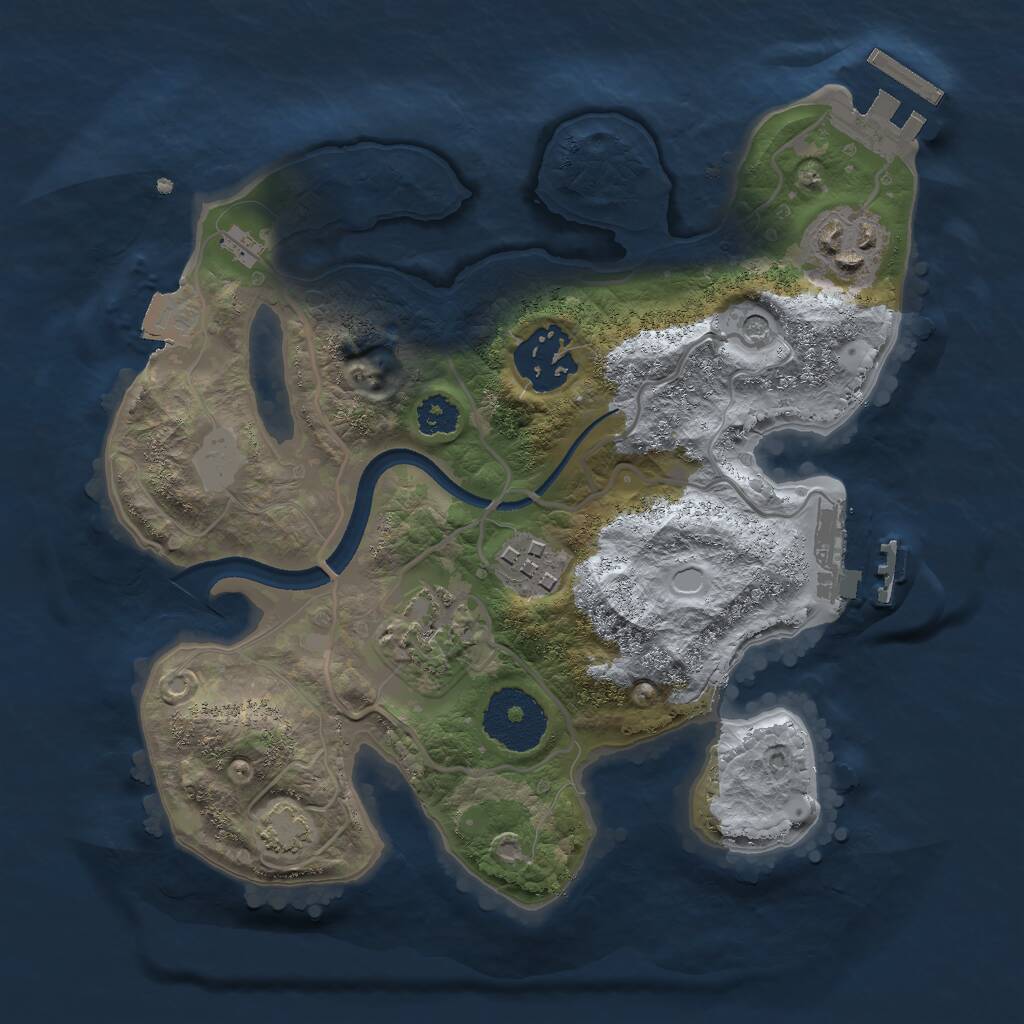 Rust Map: Procedural Map, Size: 2500, Seed: 430320781, 9 Monuments