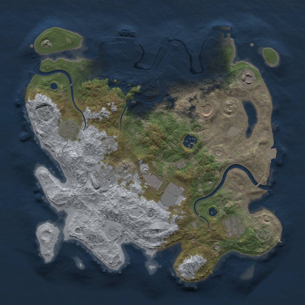 Rust Map: Procedural Map, Size: 3500, Seed: 1804283079, 14 Monuments