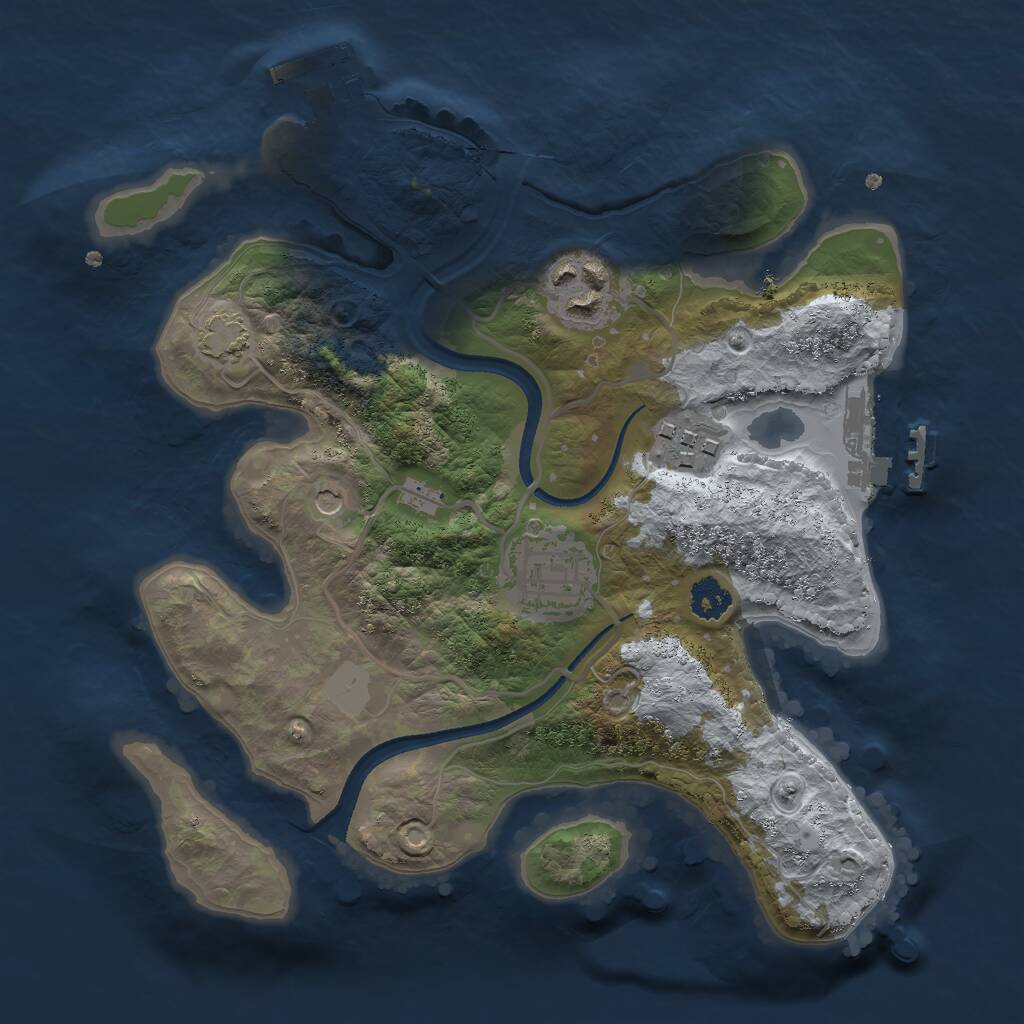 Rust Map: Procedural Map, Size: 2500, Seed: 453174, 8 Monuments