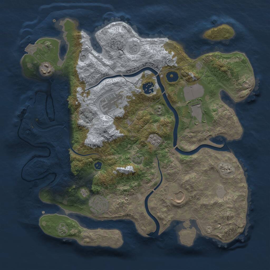 Rust Map: Procedural Map, Size: 3500, Seed: 1944605968, 11 Monuments