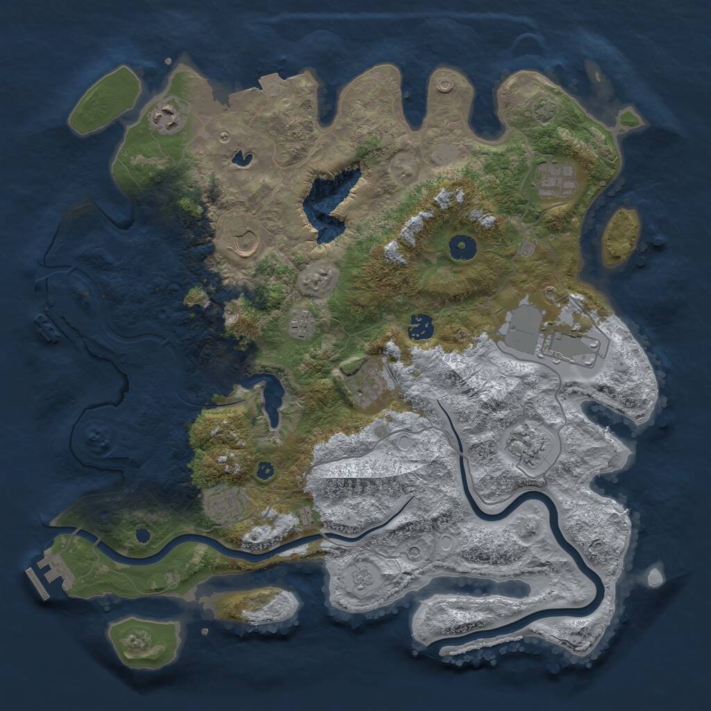 Rust Map: Procedural Map, Size: 4000, Seed: 7358, 15 Monuments
