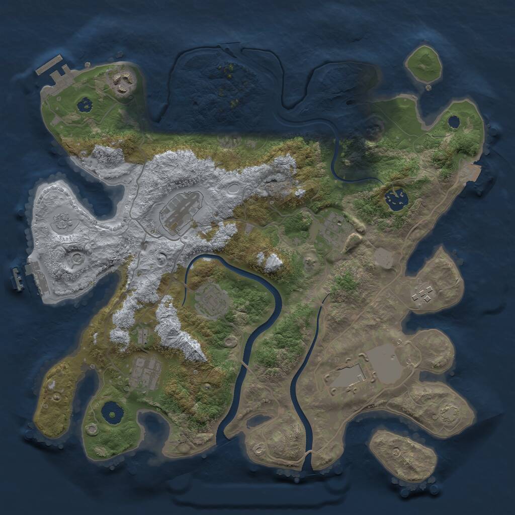 Rust Map: Procedural Map, Size: 3500, Seed: 80390305, 14 Monuments