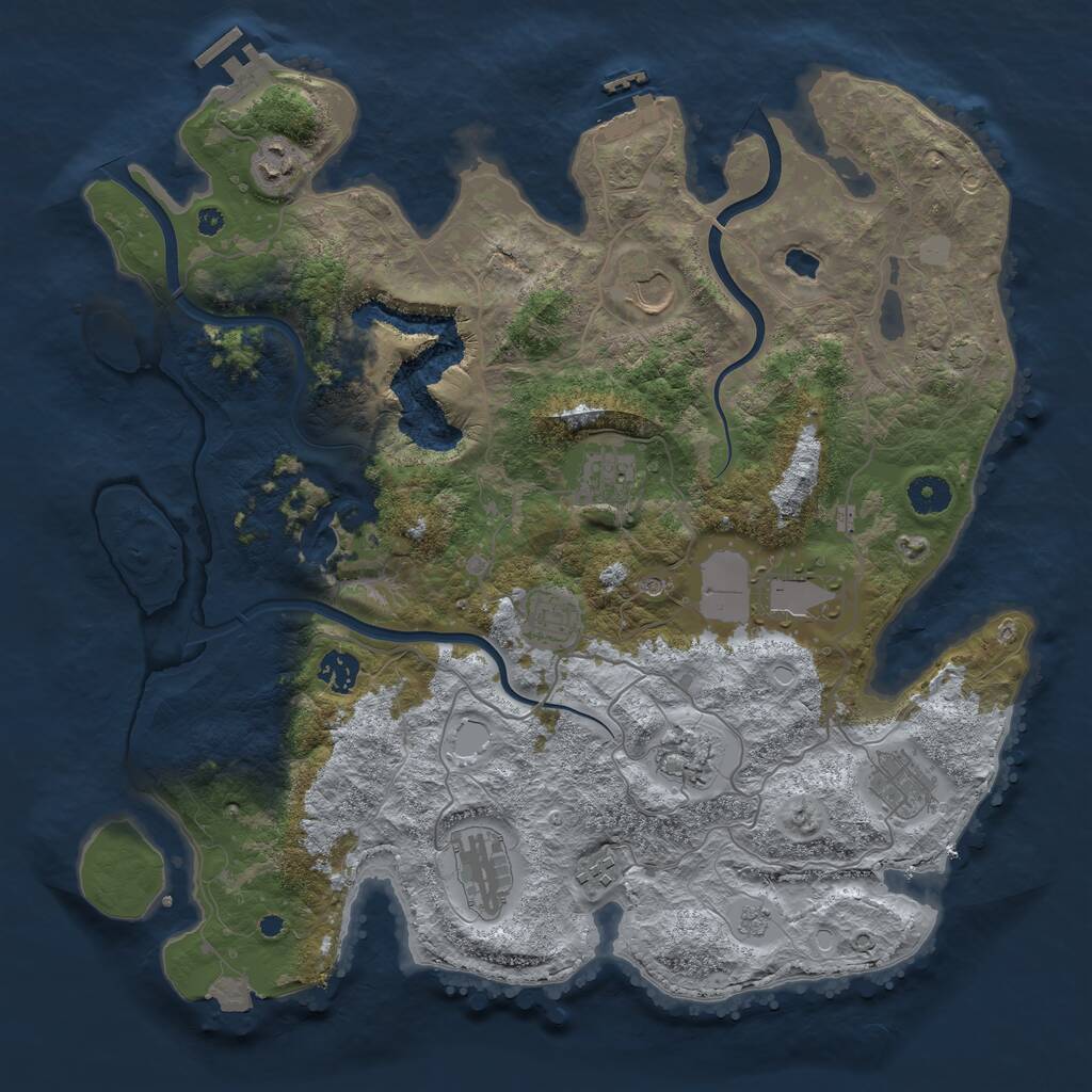 Rust Map: Procedural Map, Size: 4000, Seed: 2078855952, 16 Monuments