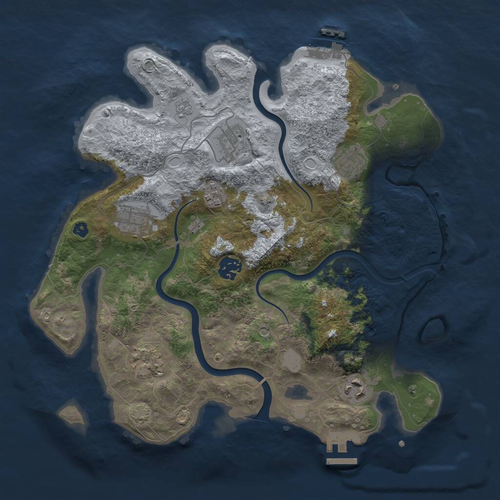 Rust Map: Procedural Map, Size: 3300, Seed: 491370767, 13 Monuments