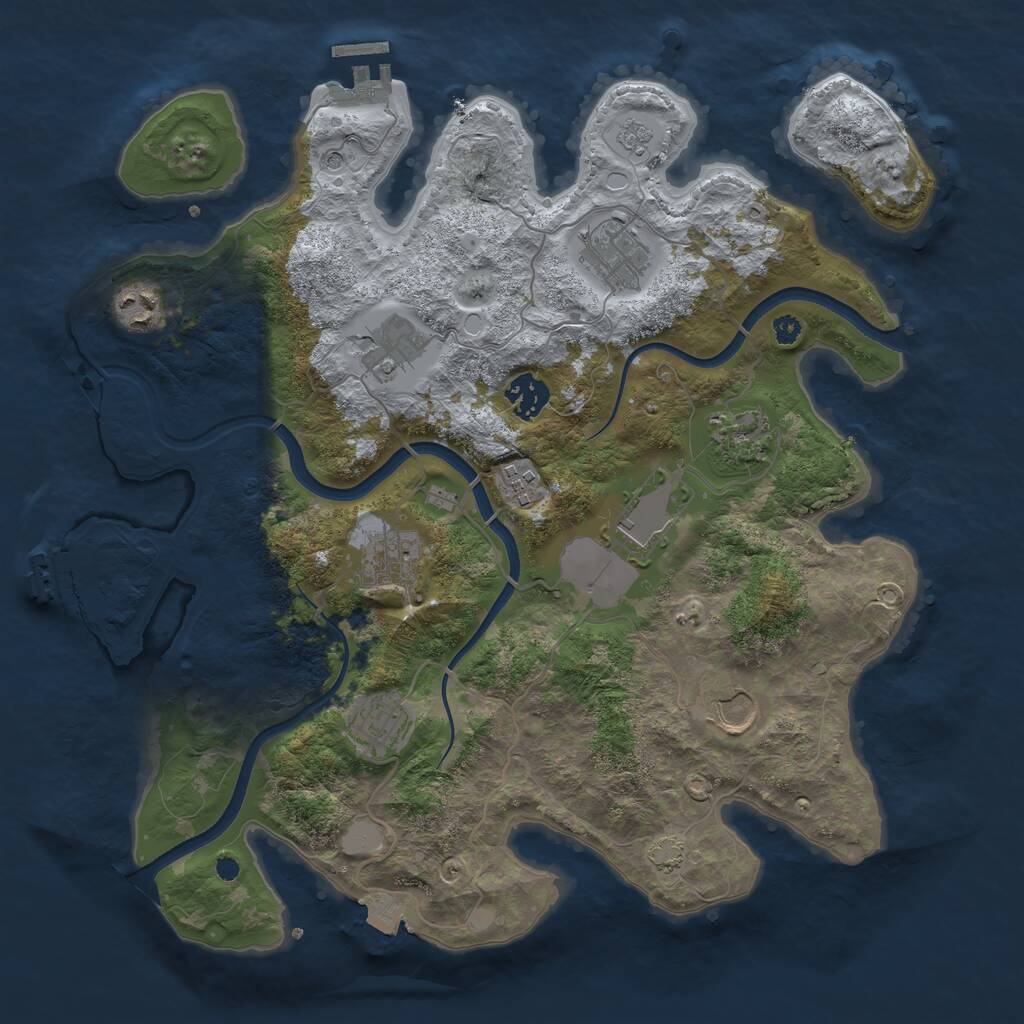 Rust Map: Procedural Map, Size: 3600, Seed: 973, 16 Monuments