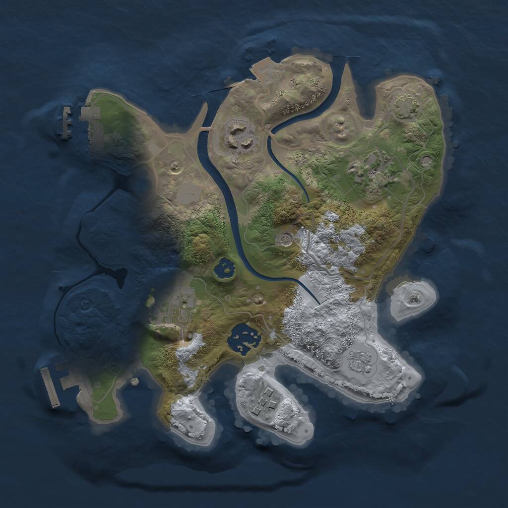 Rust Map: Procedural Map, Size: 2500, Seed: 374201848, 11 Monuments