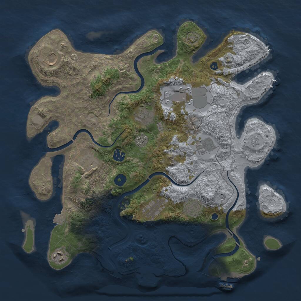 Rust Map: Procedural Map, Size: 3750, Seed: 43231102, 16 Monuments