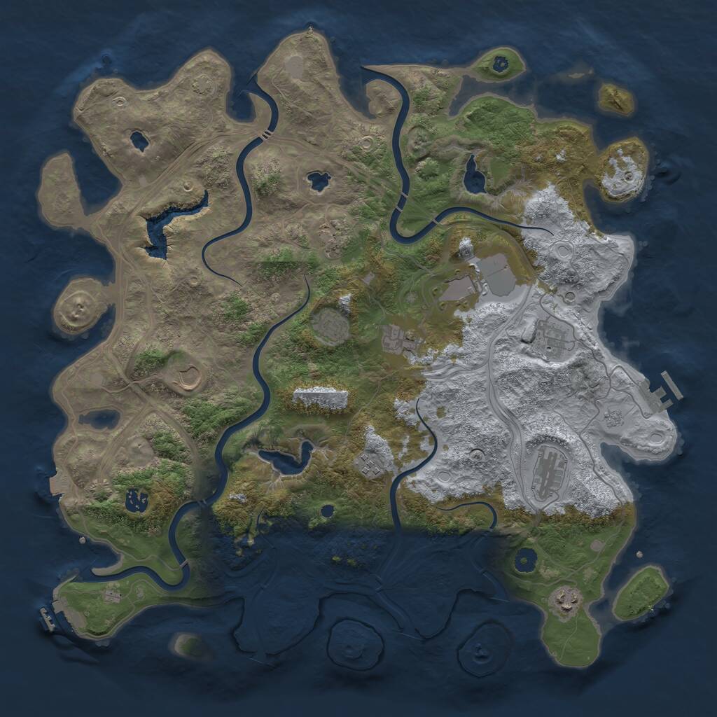 Rust Map: Procedural Map, Size: 4500, Seed: 941357931, 16 Monuments