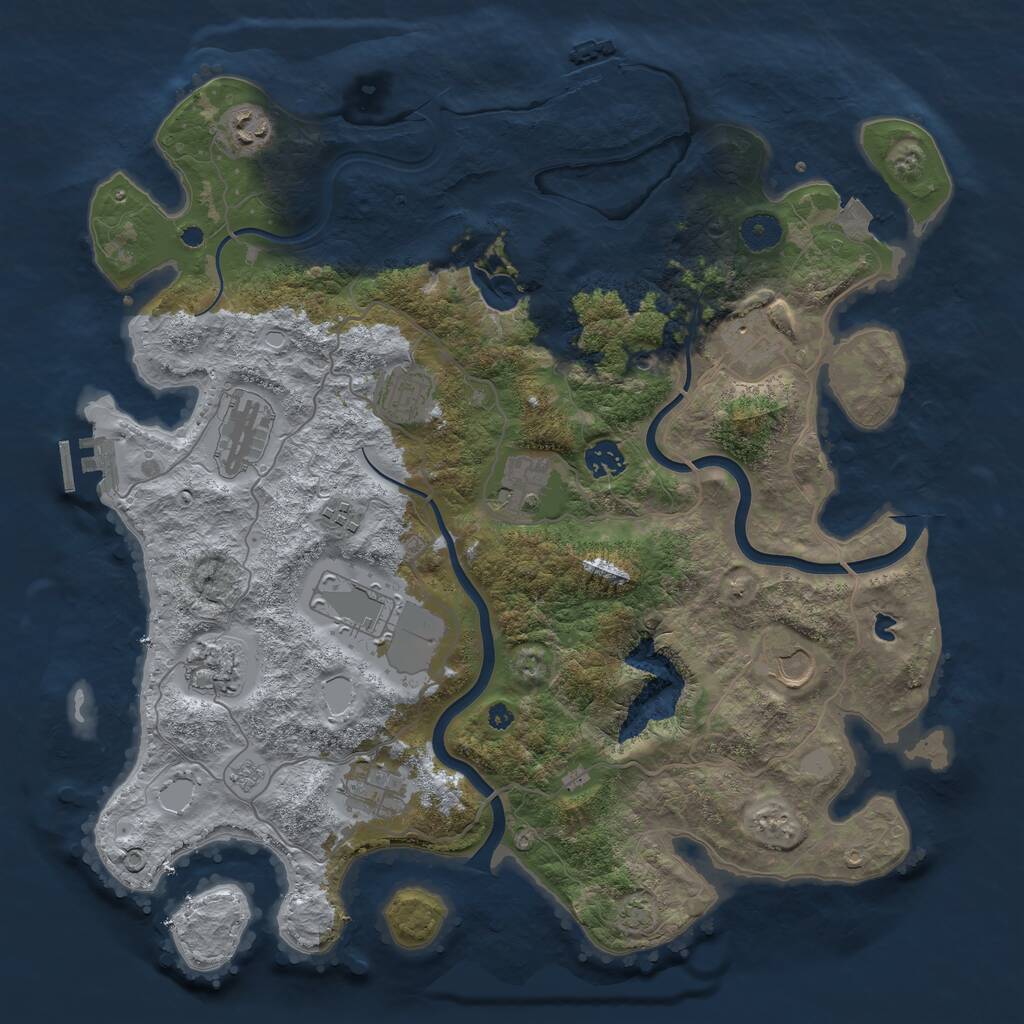 Rust Map: Procedural Map, Size: 4000, Seed: 27658, 17 Monuments
