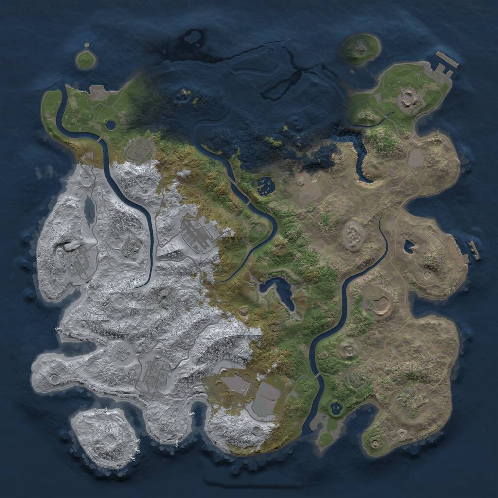 Rust Map: Procedural Map, Size: 4000, Seed: 1013622403, 17 Monuments