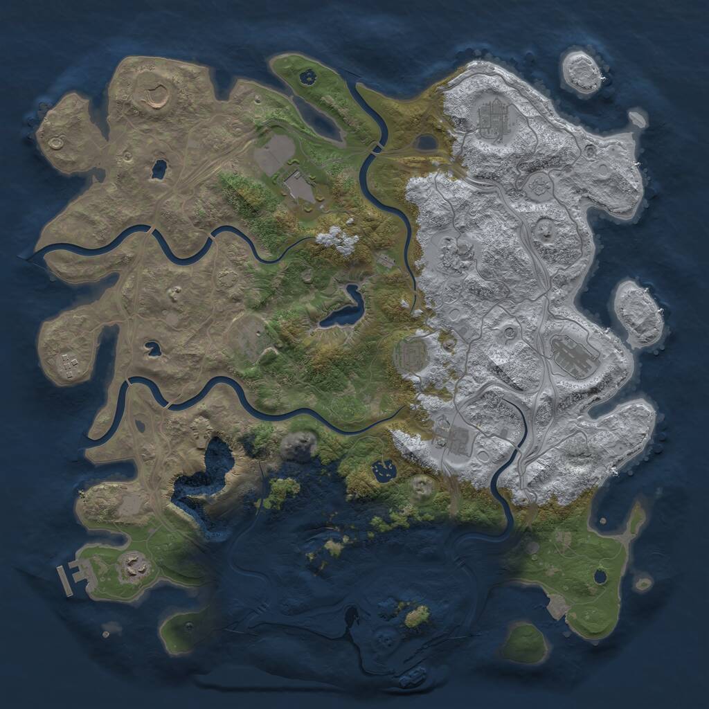 Rust Map: Procedural Map, Size: 4500, Seed: 95557931, 17 Monuments