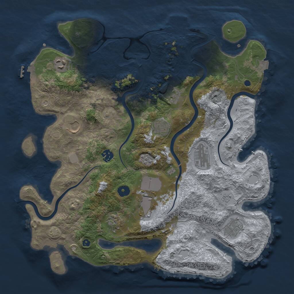 Rust Map: Procedural Map, Size: 3800, Seed: 509751740, 16 Monuments