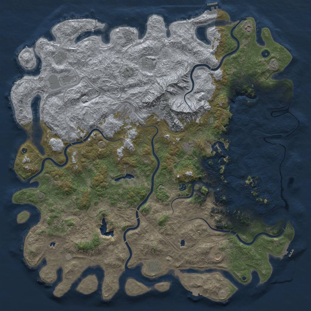 Rust Map: Procedural Map, Size: 6000, Seed: 708742109, 17 Monuments