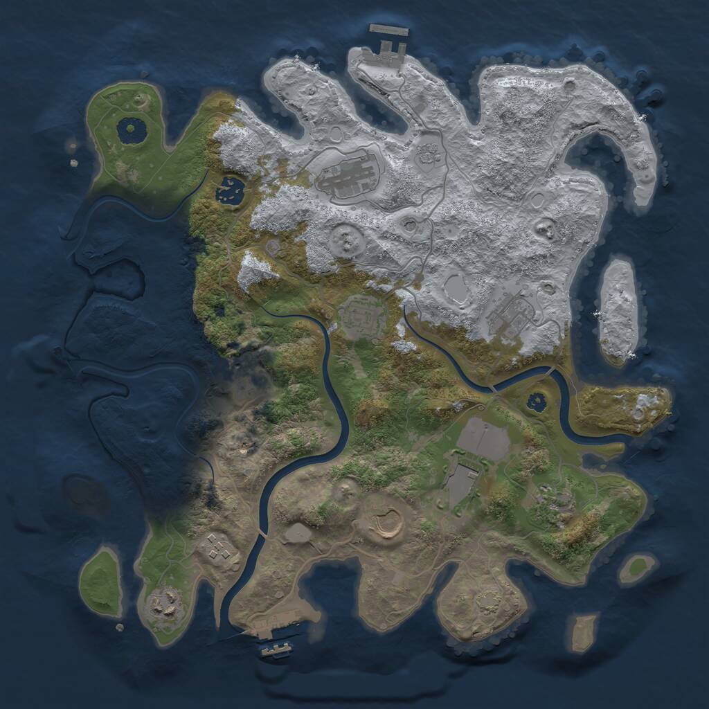 Rust Map: Procedural Map, Size: 3700, Seed: 105738127, 16 Monuments