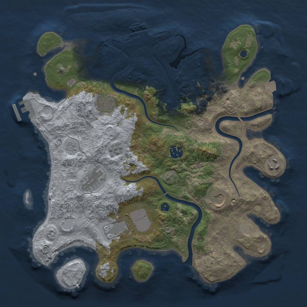 Rust Map: Procedural Map, Size: 3500, Seed: 27658, 13 Monuments