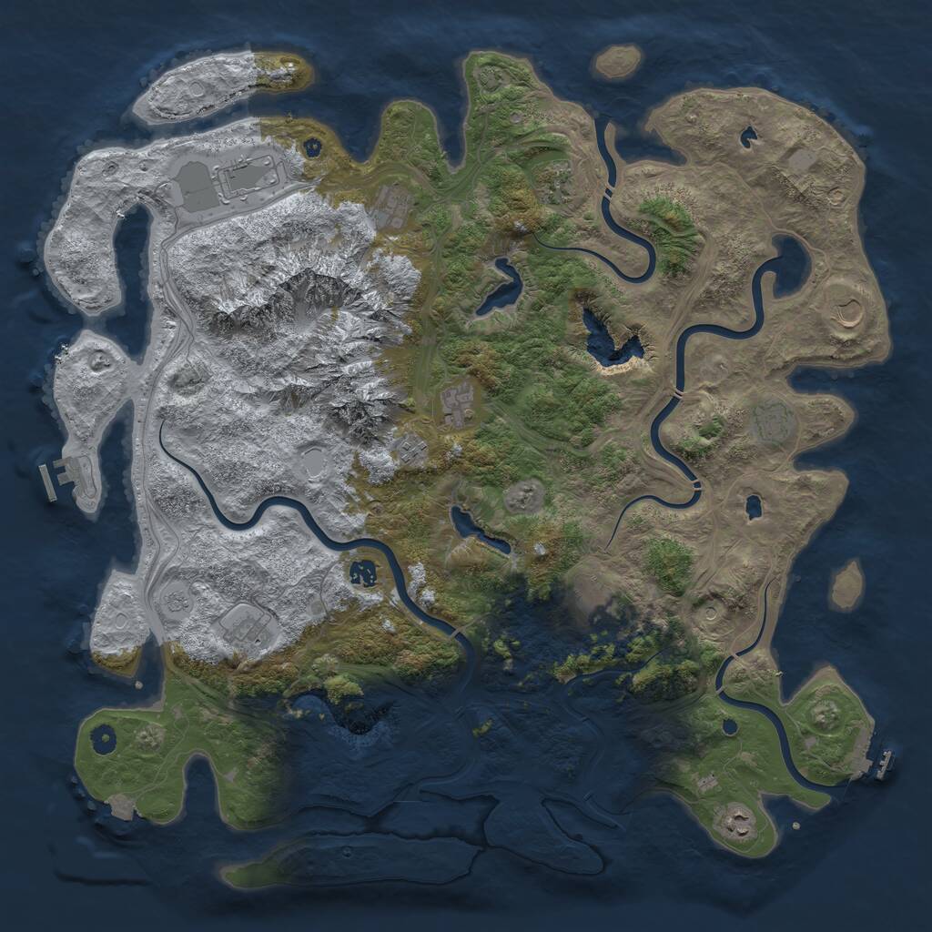 Rust Map: Procedural Map, Size: 5000, Seed: 121002, 17 Monuments