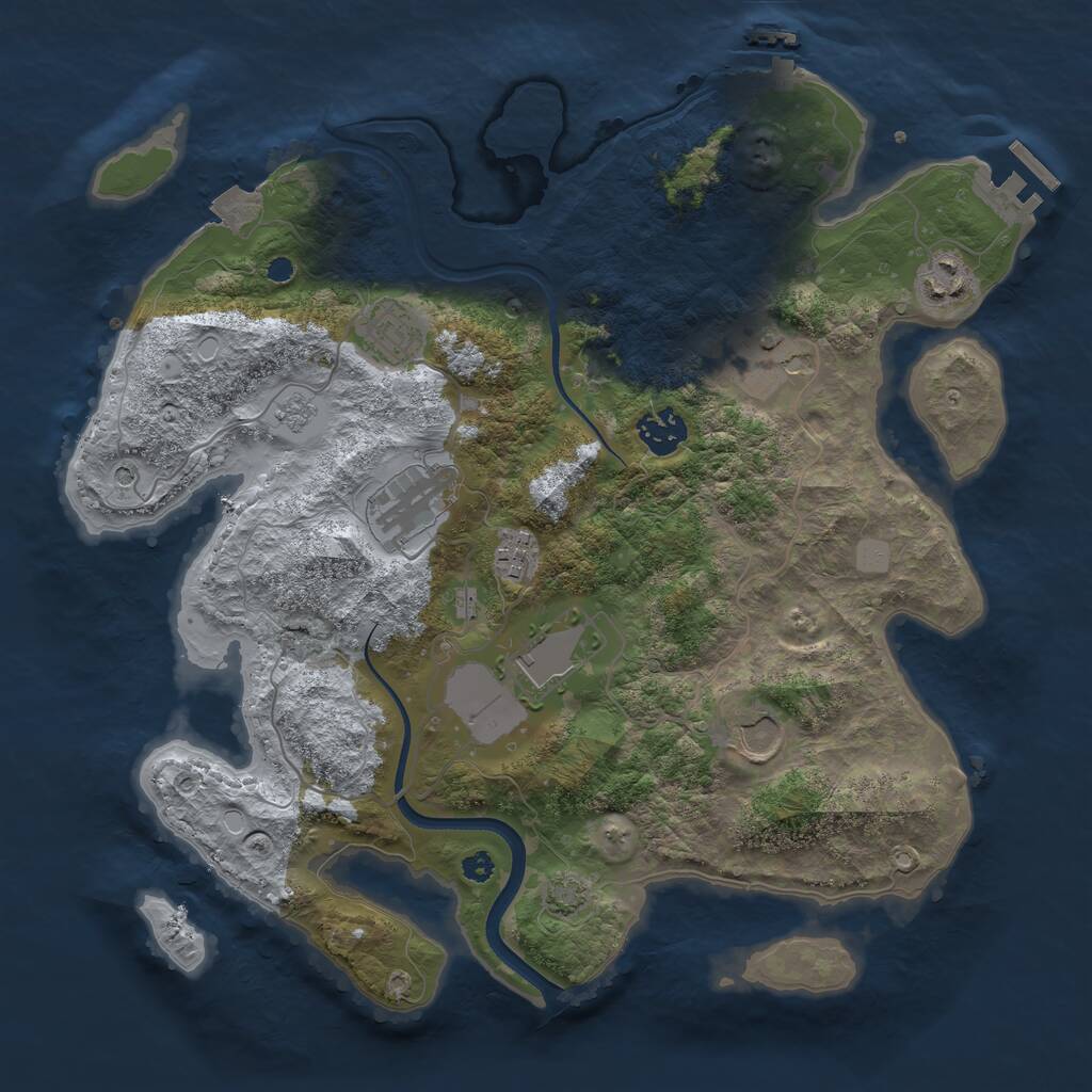 Rust Map: Procedural Map, Size: 3500, Seed: 336278637, 14 Monuments