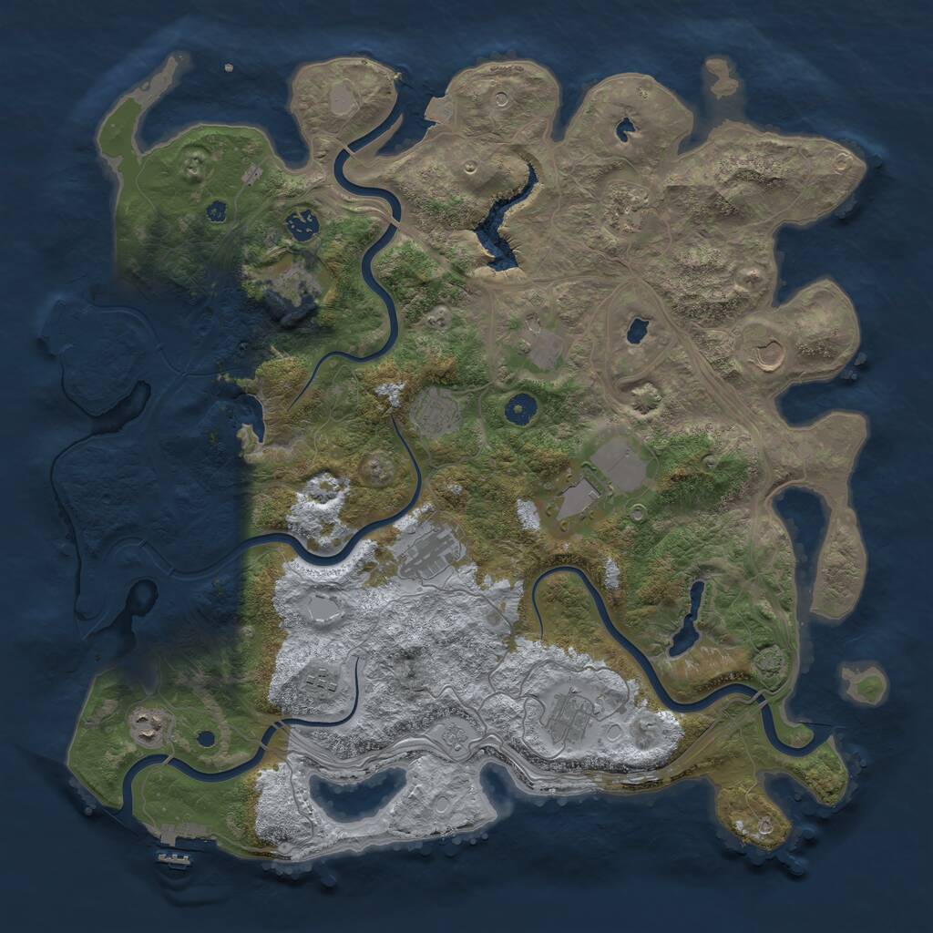 Rust Map: Procedural Map, Size: 4500, Seed: 578902469, 17 Monuments