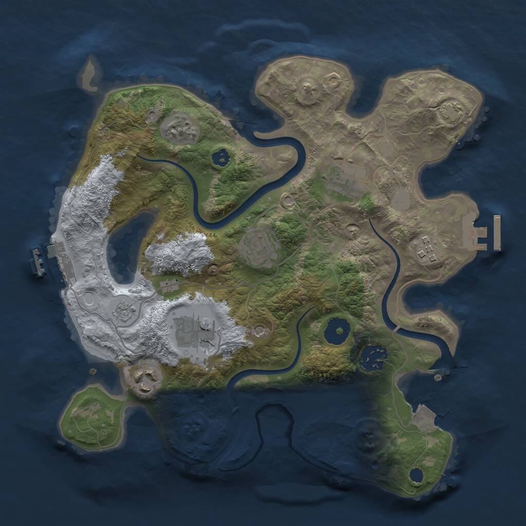 Rust Map: Procedural Map, Size: 3000, Seed: 27511, 12 Monuments