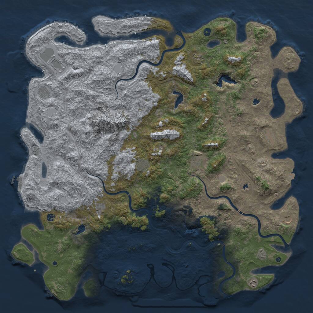 Rust Map: Procedural Map, Size: 6000, Seed: 188857710, 17 Monuments
