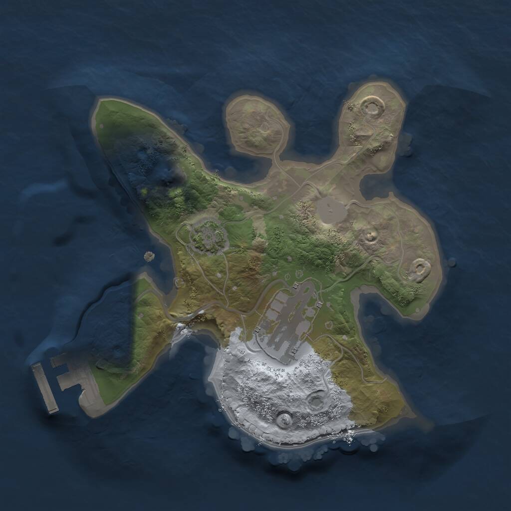 Rust Map: Procedural Map, Size: 2000, Seed: 23478, 4 Monuments