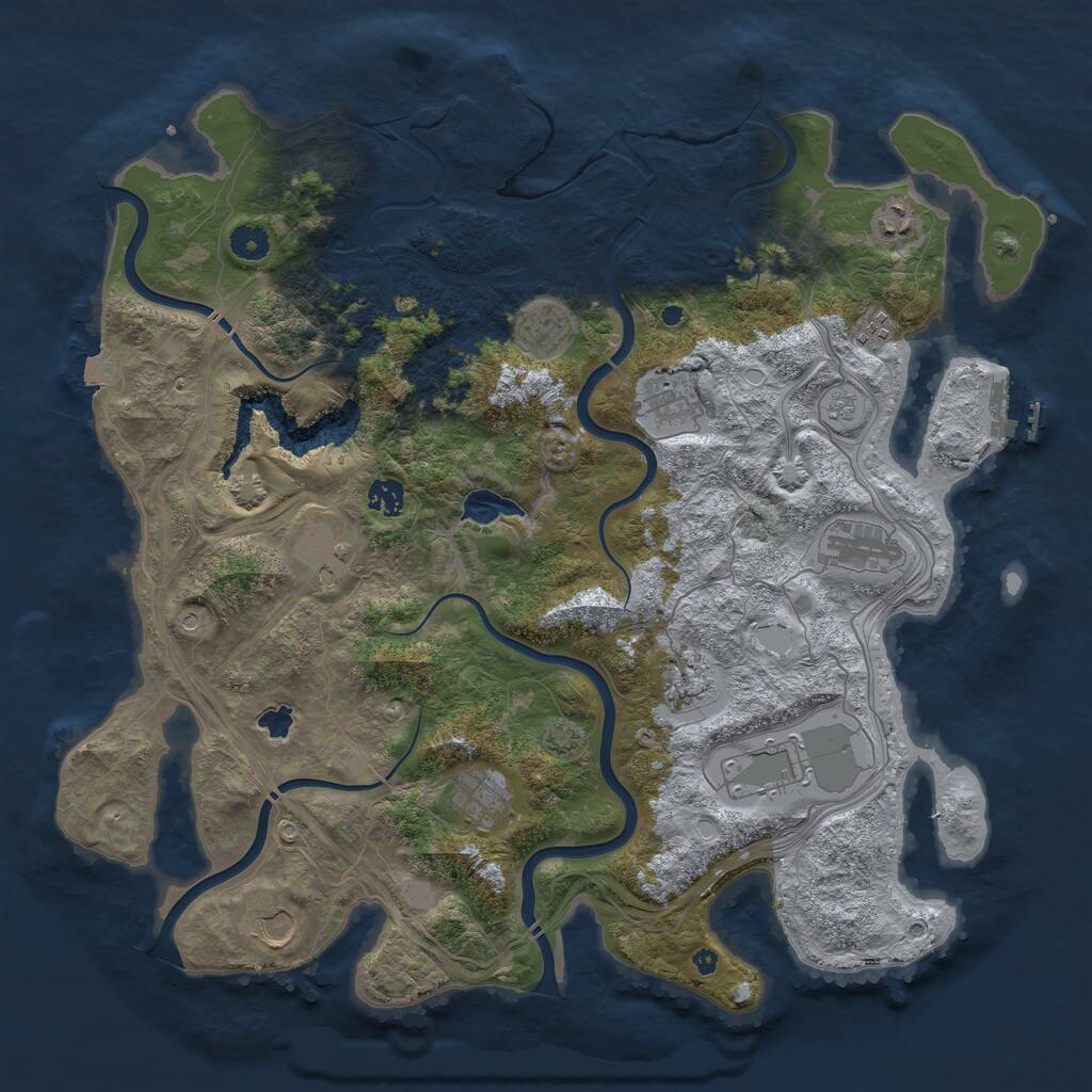 Rust Map: Procedural Map, Size: 4350, Seed: 63181303, 17 Monuments