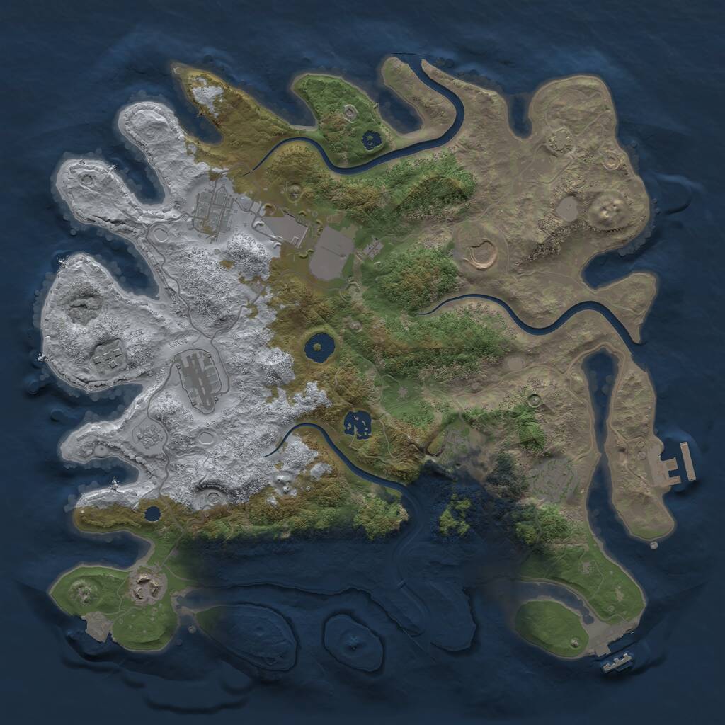 Rust Map: Procedural Map, Size: 3750, Seed: 2106179063, 15 Monuments