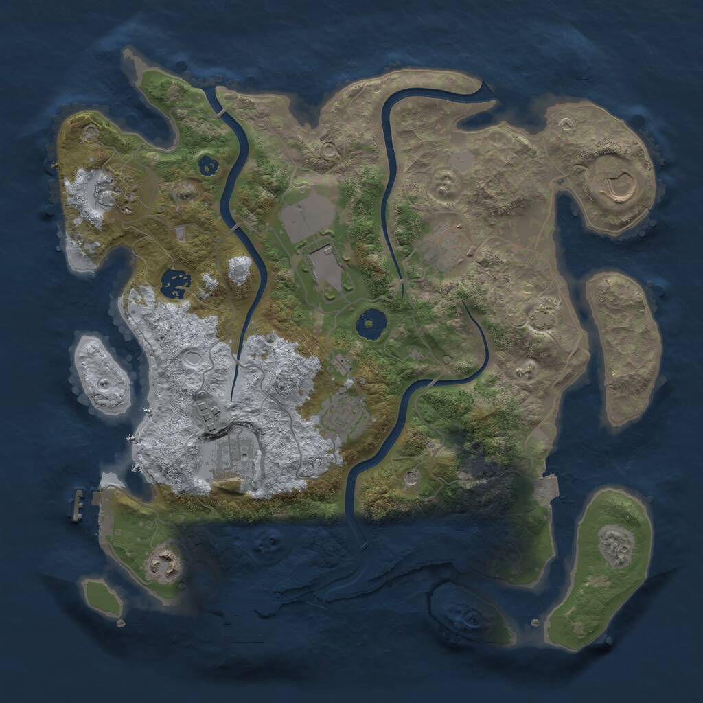 Rust Map: Procedural Map, Size: 3500, Seed: 2113294893, 14 Monuments