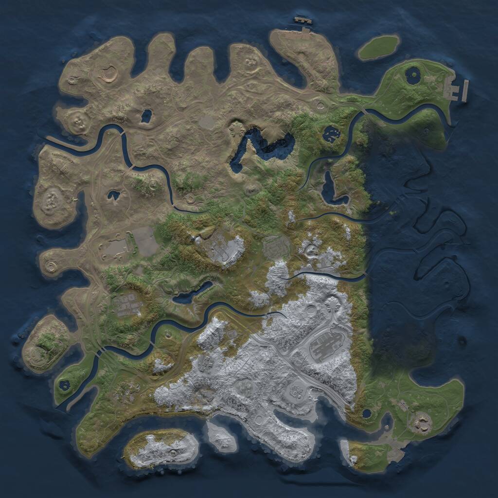Rust Map: Procedural Map, Size: 4500, Seed: 75757932, 16 Monuments