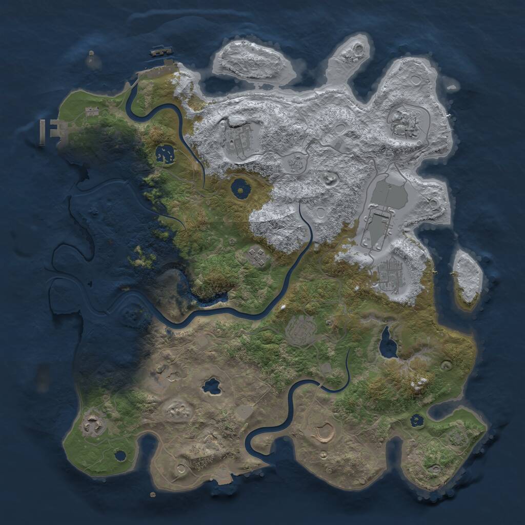 Rust Map: Procedural Map, Size: 4000, Seed: 878536229, 16 Monuments