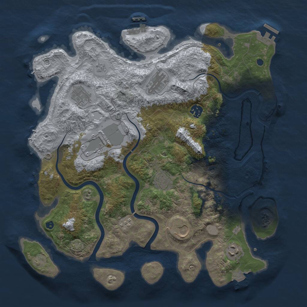 Rust Map: Procedural Map, Size: 3750, Seed: 4570, 14 Monuments