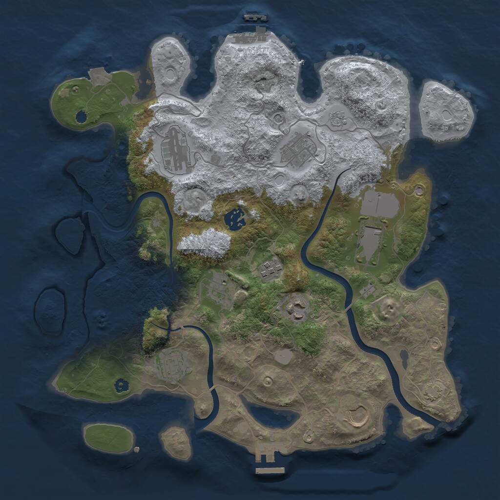 Rust Map: Procedural Map, Size: 3500, Seed: 1946203875, 15 Monuments