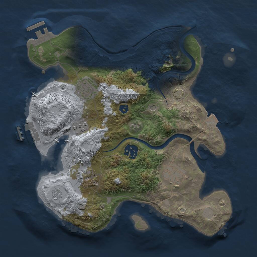 Rust Map: Procedural Map, Size: 2750, Seed: 2057245807, 11 Monuments