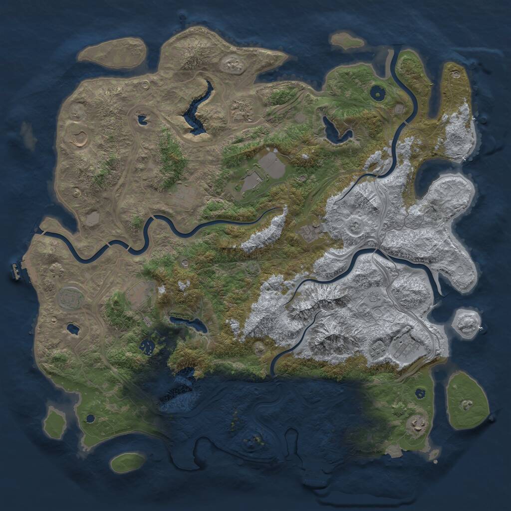 Rust Map: Procedural Map, Size: 5000, Seed: 8043457, 17 Monuments