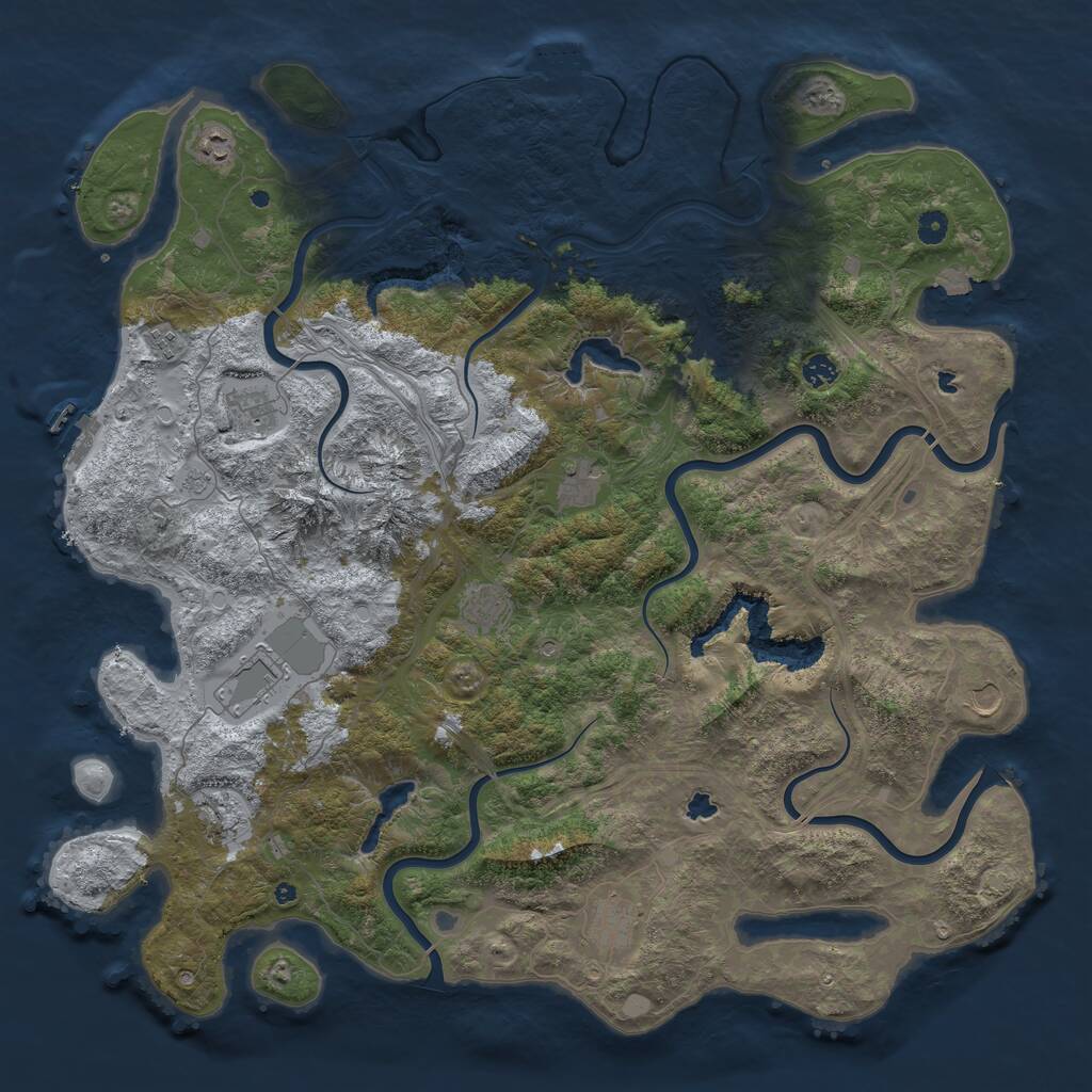 Rust Map: Procedural Map, Size: 5000, Seed: 1821031457, 16 Monuments
