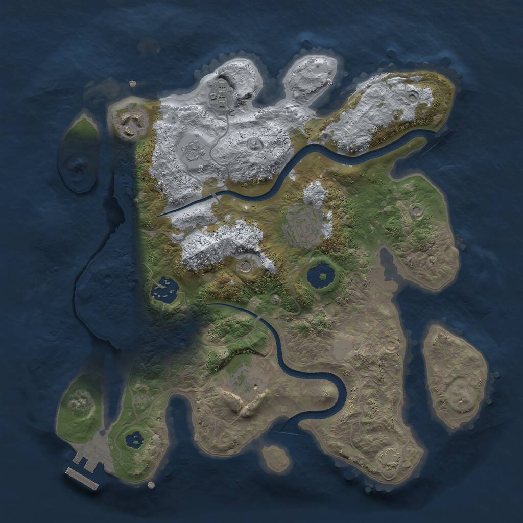 Rust Map: Procedural Map, Size: 3000, Seed: 1291298963, 10 Monuments