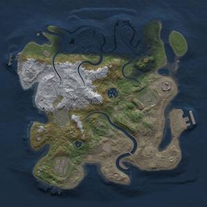 Thumbnail Rust Map: Procedural Map, Size: 3000, Seed: 1237491727, 12 Monuments