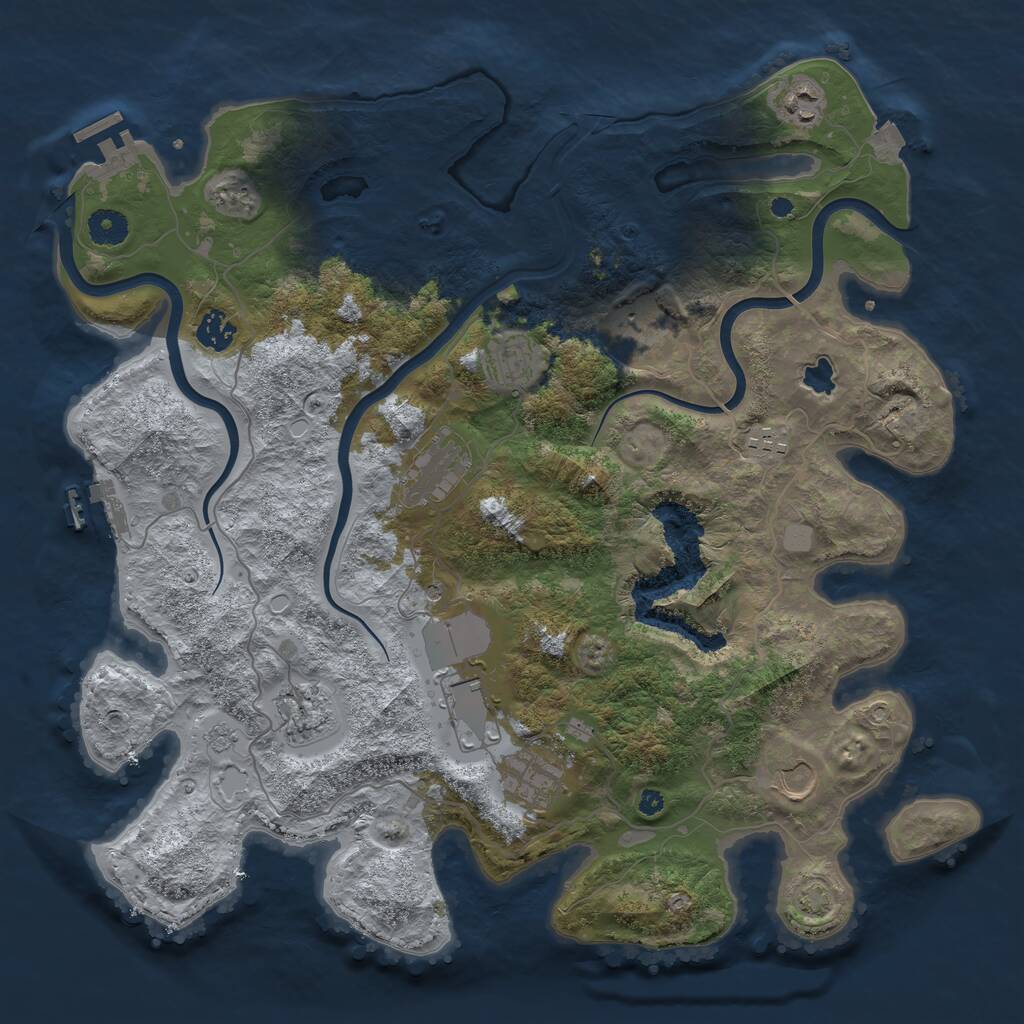 Rust Map: Procedural Map, Size: 4000, Seed: 1018271515, 16 Monuments