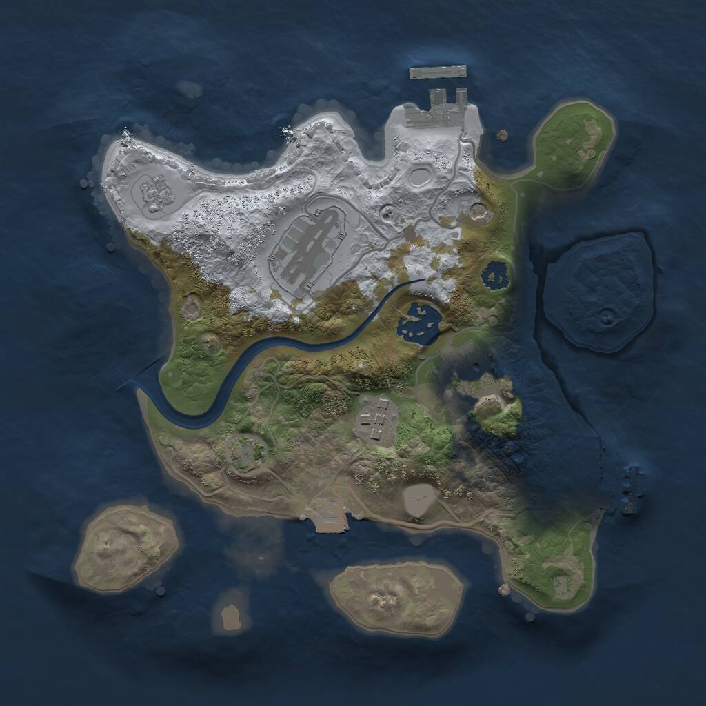 Rust Map: Procedural Map, Size: 2500, Seed: 1358780670, 10 Monuments
