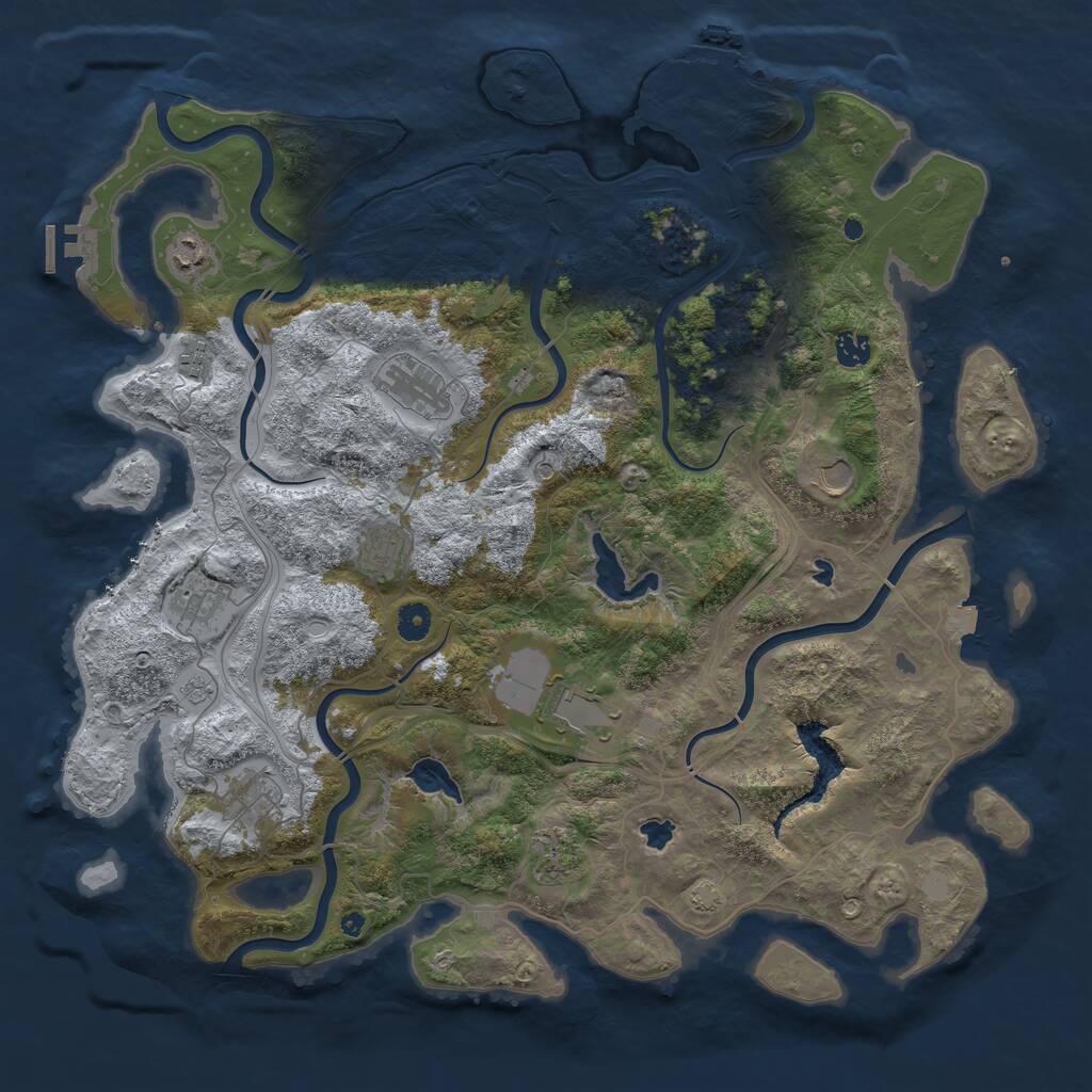 Rust Map: Procedural Map, Size: 4500, Seed: 138286439, 16 Monuments