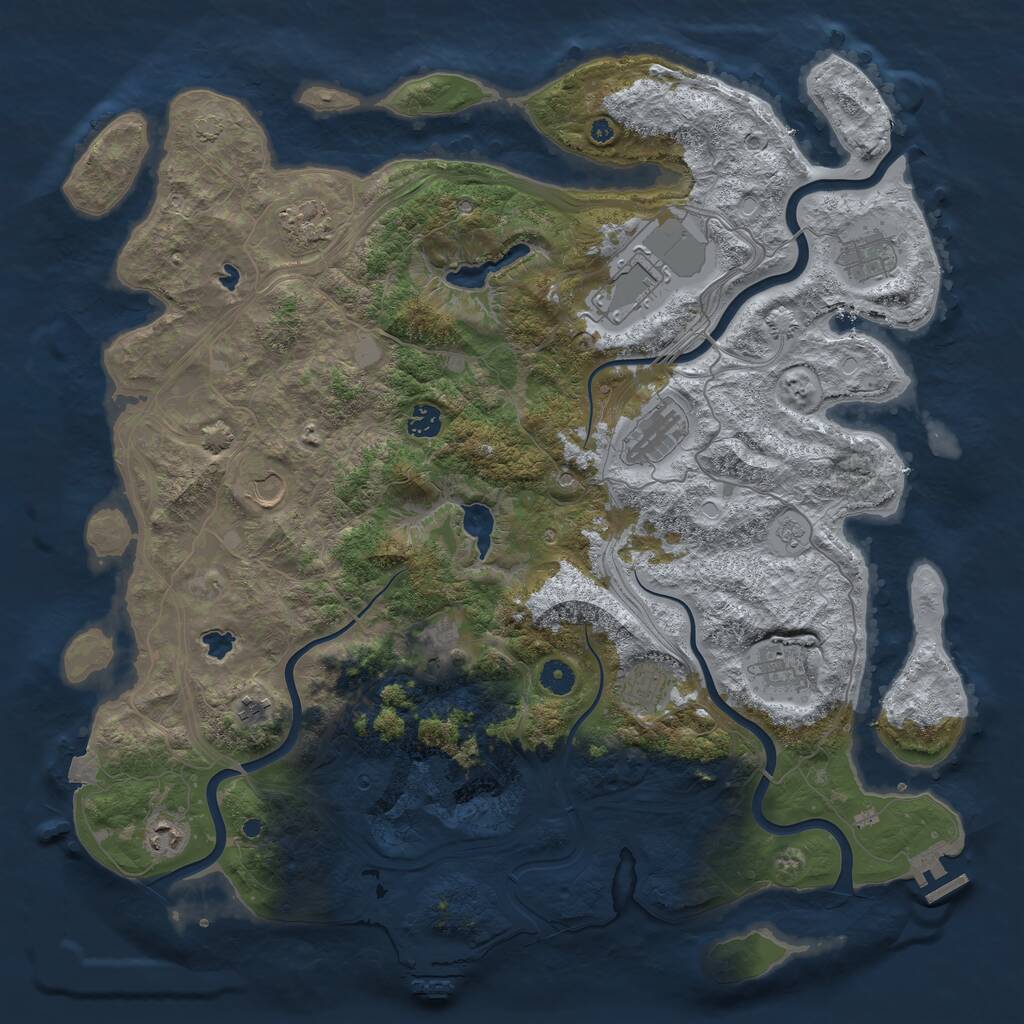 Rust Map: Procedural Map, Size: 4500, Seed: 116789383, 17 Monuments
